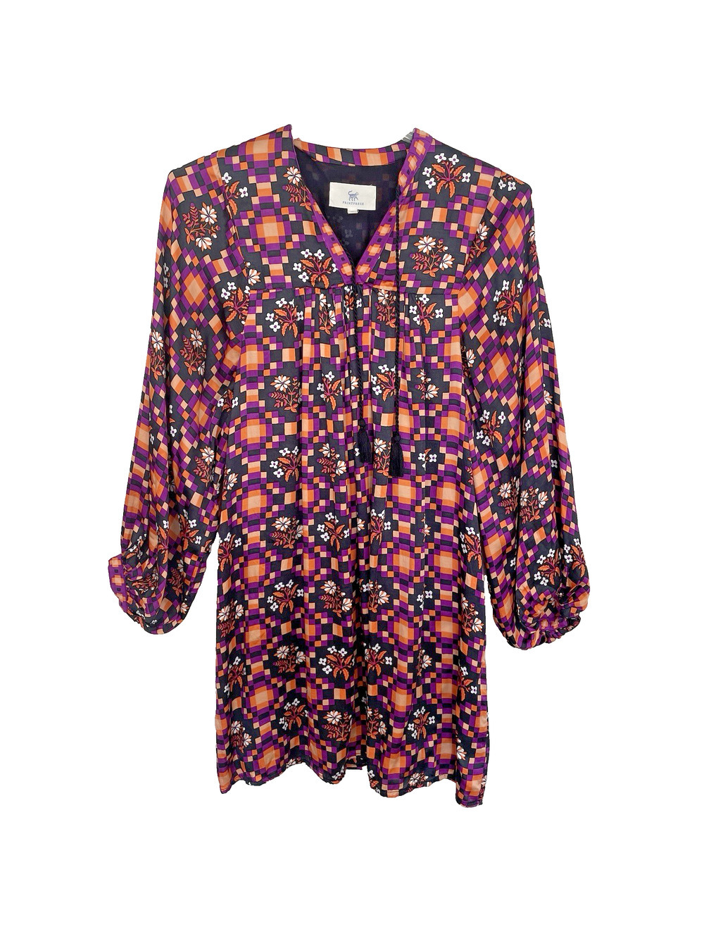 Print Fresh Tomorrow's Tapestry City Lights Dress Size L Violet Breeze Peasant